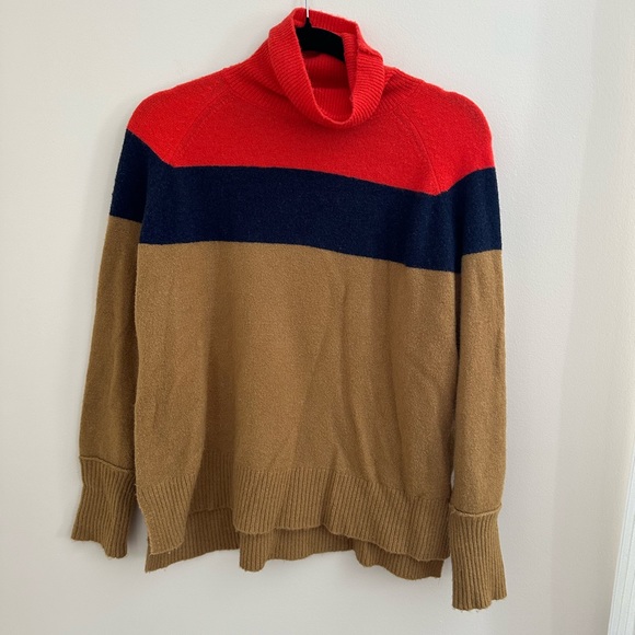J. Crew Color Block Turtleneck Sweater - Picture 1 of 4
